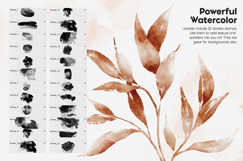 Procreate仿真水彩笔刷套装